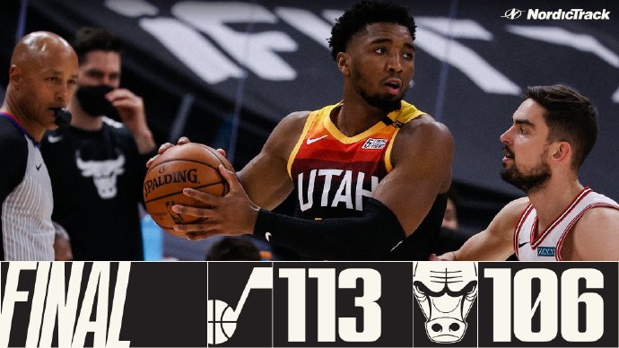 爵士113-106战胜公牛 米切尔26分 戈贝尔19+13 杨25+7