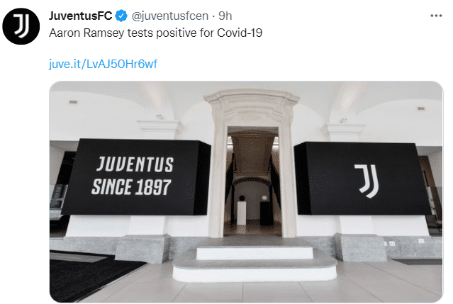 尤文官方：拉姆塞新冠检测呈阳性，已被隔离