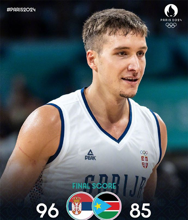 塞尔维亚96-85战胜南苏丹 约基奇22+13 博格丹30+8