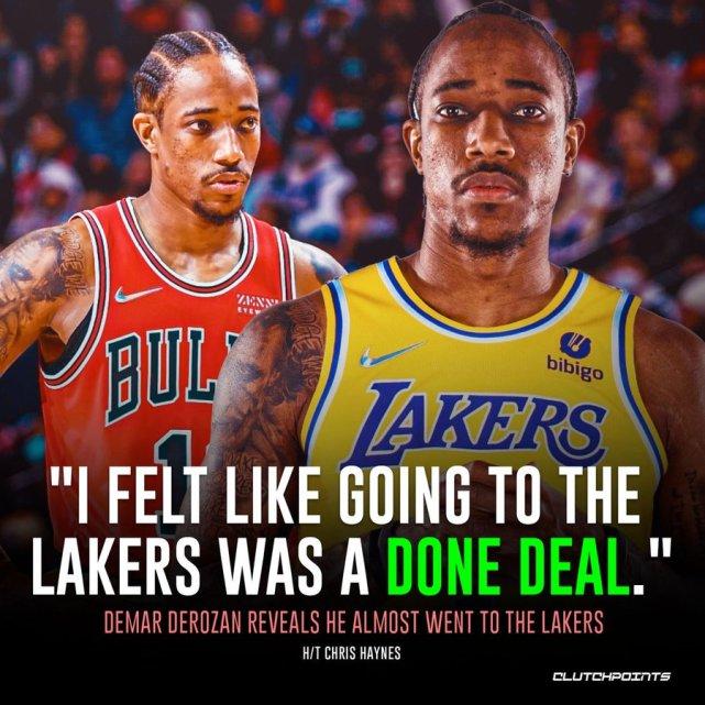 据德罗赞透露他险些加盟湖人，曾以为交易成定局，但被威少改变