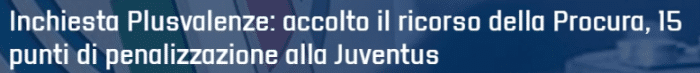 官方：尤文因财务造假被扣除15个联赛积分