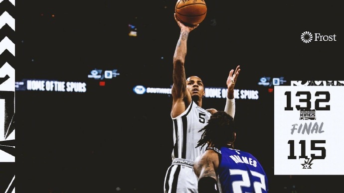 国王132-115大胜马刺 福克斯24分 穆雷23+8+7