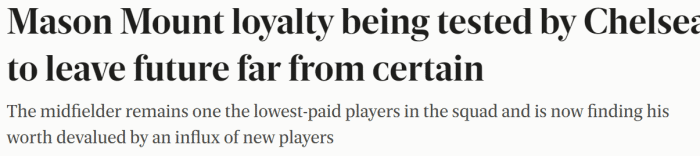 英媒：切尔西可能在今夏出售芒特