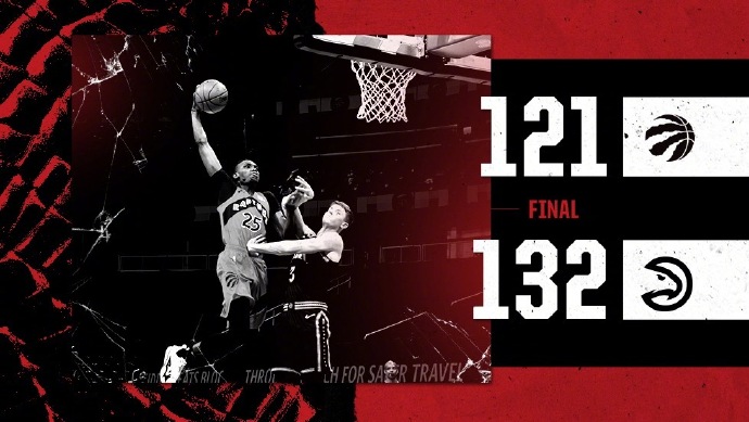 老鹰132-121力克猛龙 特雷-杨28+13 卡佩拉23+16 范乔丹25+6+10