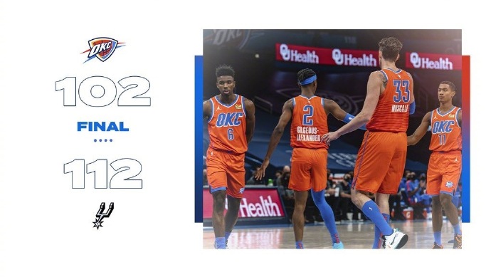 马刺112-102击败雷霆 沃克24+3 约翰逊18+7