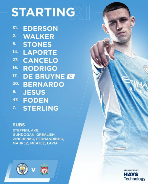 曼城vs利物浦大名单一览：斯特林热苏斯PK萨拉赫马内