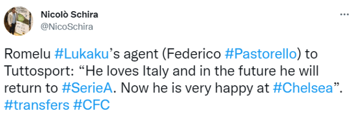 经纪人：卢卡库未来会回到意甲