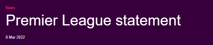 英超官方：暂停俄罗斯转播商协议，不在俄罗斯转播