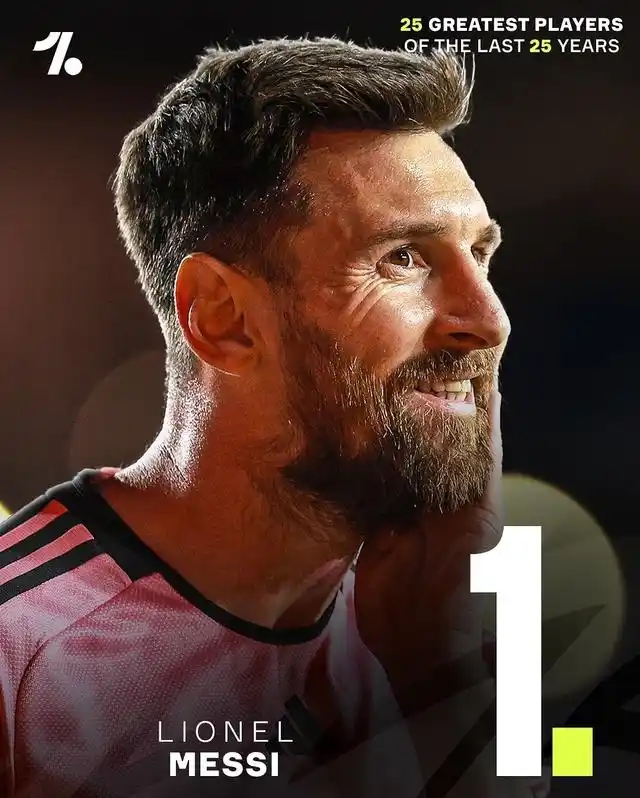 21世纪前25年25大球星排名揭晓，梅西登顶，C 罗位居第二