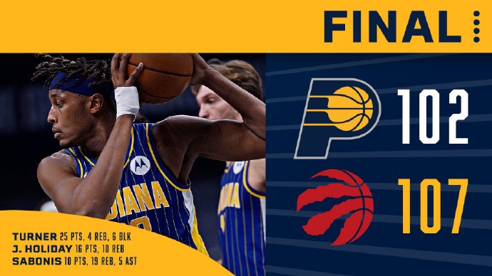 猛龙107-102险胜步行者 阿奴诺比30分 小萨10+19