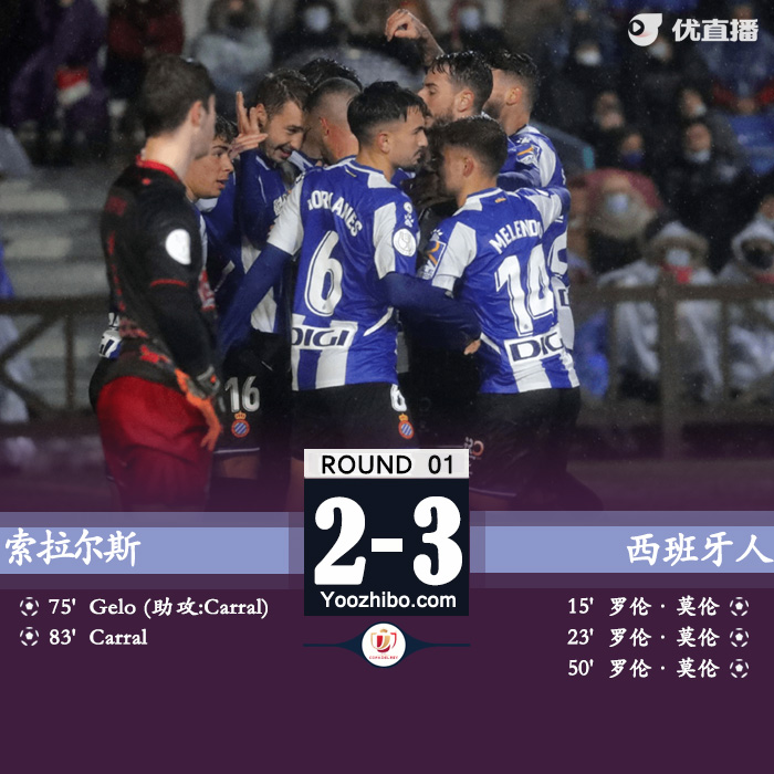 西班牙人3-2索拉雷斯 武磊赛季首助攻+空门遭误判