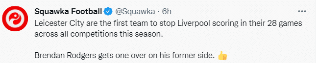 利物浦33场英超进球纪录作古，本赛季首次被零封