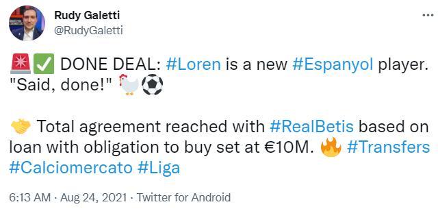 与武磊竞争？记者：西班牙人接近租借贝蒂斯前锋