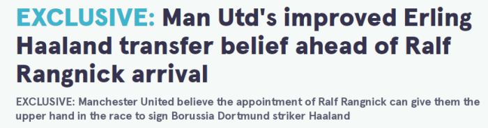 镜报：曼联认为朗尼克能帮他们在明夏签下哈兰德