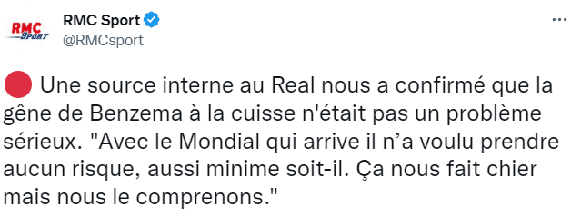 皇马内部人士：对本泽马消极怠工很不满，但理解他