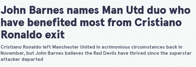 利物浦名宿：C罗离开对拉什福德和桑乔有益