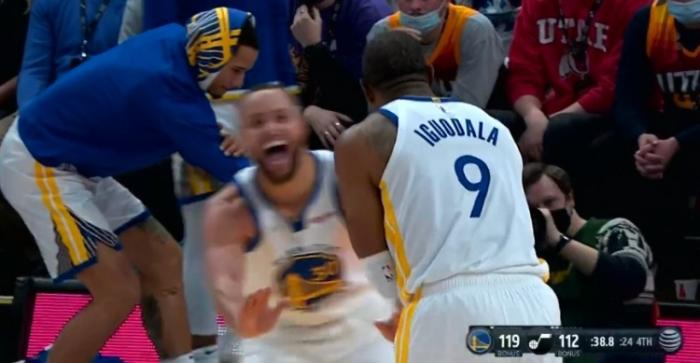 伊戈达拉摊牌不装了，12+8+7制胜三分！库里模仿一哥激情庆祝