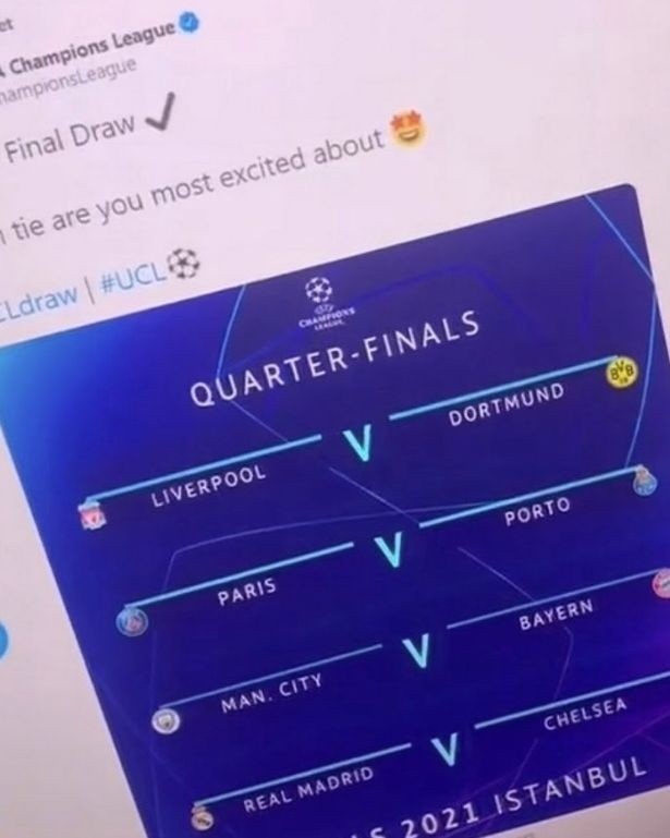 欧冠抽签遭“泄露”：曼城vs拜仁 皇马vs切尔西 利物浦vs多特