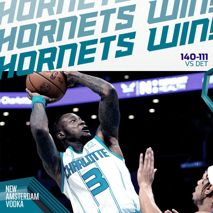 黄蜂140-111大胜活塞 乌布雷32分 鲍尔12+8+12