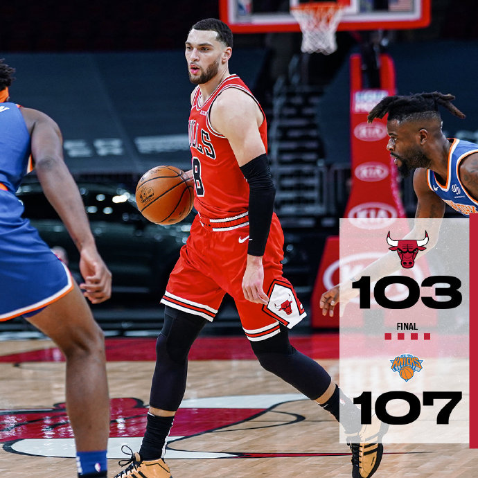 尼克斯107-103战胜公牛 兰德尔砍27+6+6 拉文24分