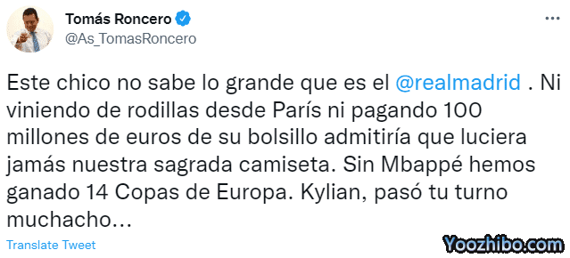 阿斯主编：姆巴佩就是跪着来马德里，也不能签他