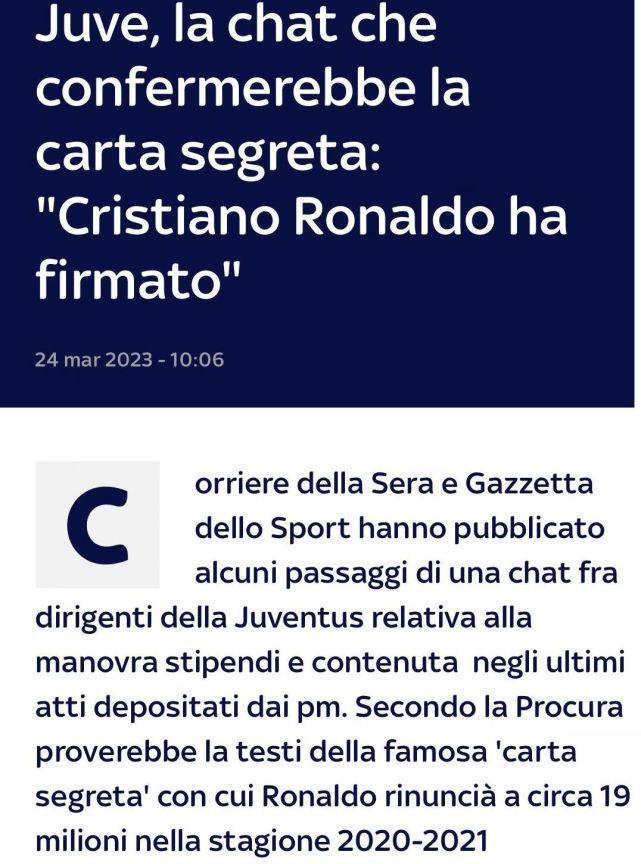 聊天记录证实C罗曾签私下协议！潜在处罚：尤文扣分，球员禁赛1个月