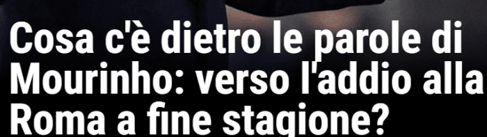 米体：穆里尼奥越来越可能离开罗马