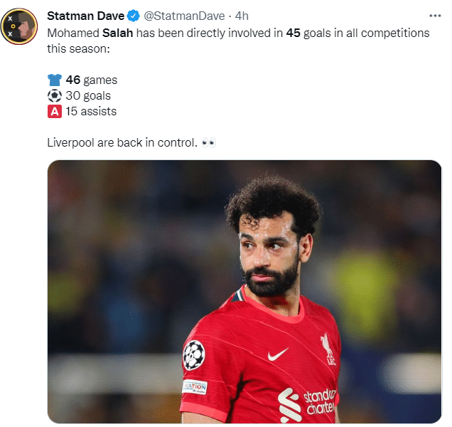 场均造近1球！萨拉赫本赛季46场比赛参与45球