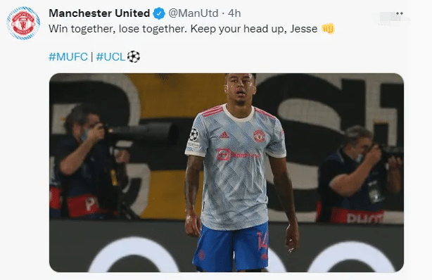 曼联官推：输球一起扛，抬起头来，林加德