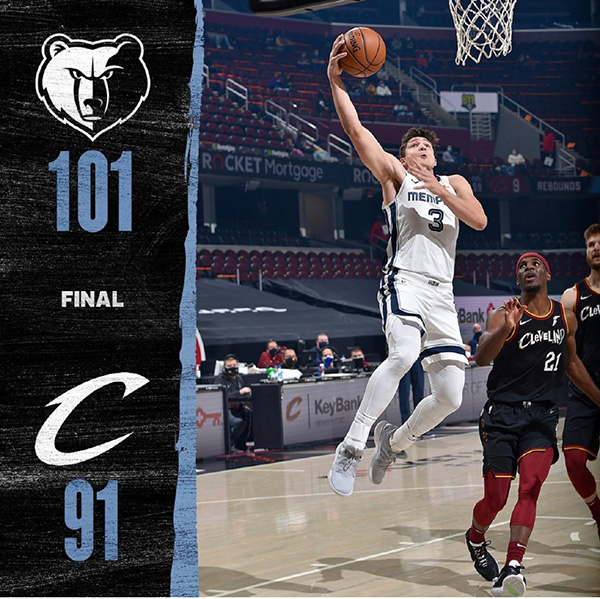 灰熊101-91击败骑士 布鲁克斯19分 德拉蒙德19+14