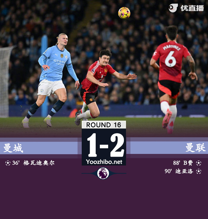 曼联2-1绝杀曼城 阿玛德3分钟造点+绝杀红魔结束连败