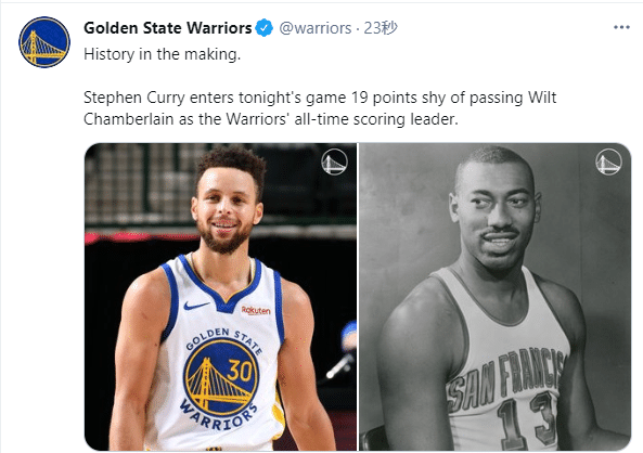 17784分！恭喜库里正式超越张伯伦，加冕勇士得分王成队史第一人