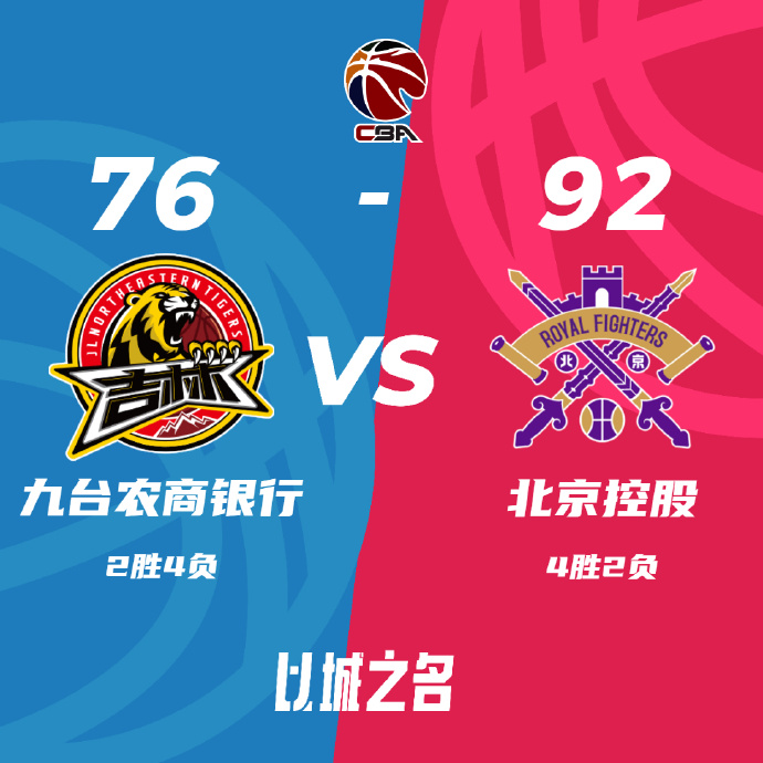 北控92-76力克吉林 陈国豪18+8 费尔德三双 张帆17+6