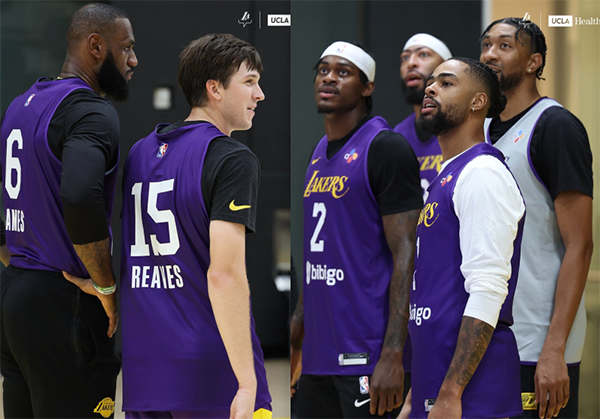 湖人首日训练营现场曝光！詹皇赤膊全员参加 里夫斯加练计划复仇掘金