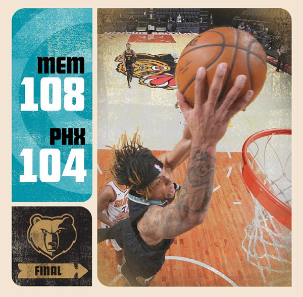 灰熊108-104险胜太阳 莫兰特17+10 艾顿18+16