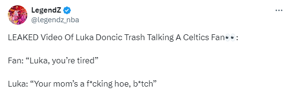 独行侠总决赛落败 东契奇怒怼绿军球迷