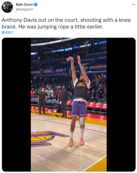 湖人利好！浓眉佩戴护具进行训练，伤后仅过23天韧带伤愈进展喜人