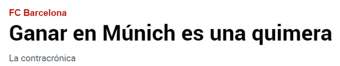 马卡：巴萨想周中客场战胜拜仁是白日做梦
