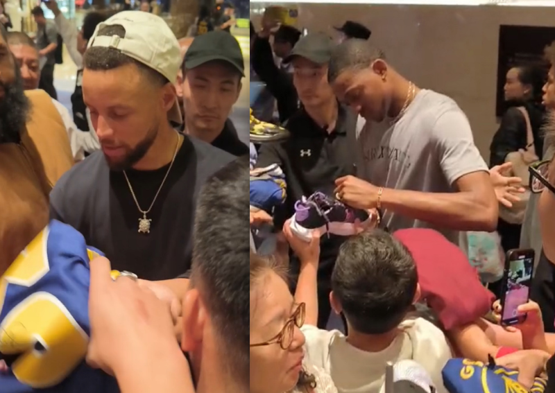 库里疯狂签名引热潮：手机壳塑料袋皆不放过，球迷激动落泪