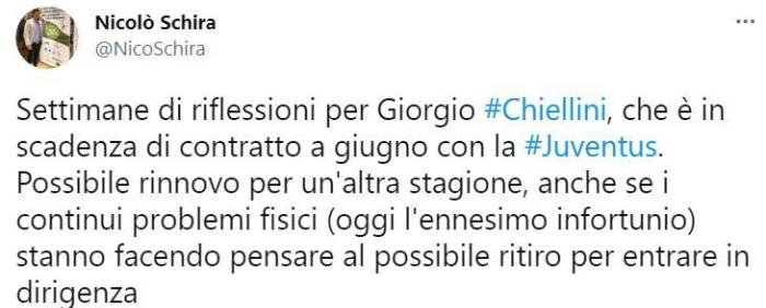 名记: 基耶利尼可能和尤文再续约1年