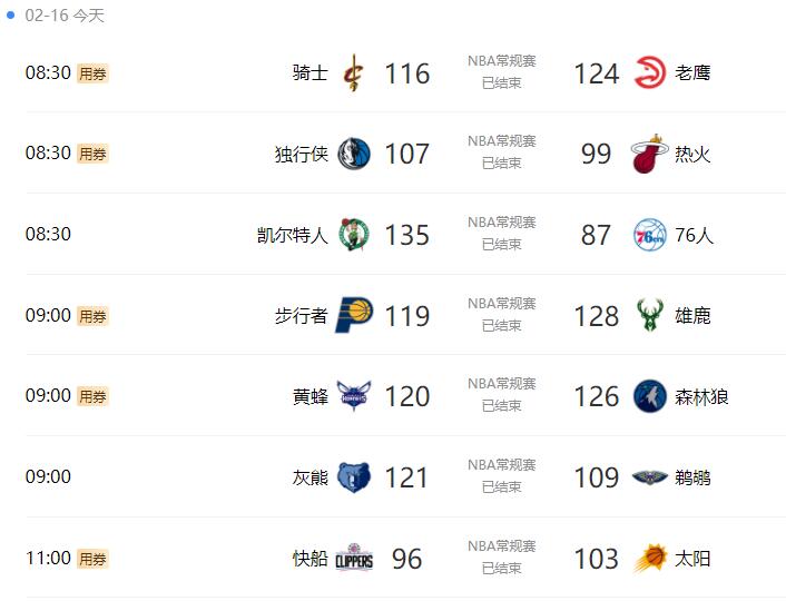 02月16日 NBA常规赛 所有比赛录像下载1080P【百度+阿里网盘】