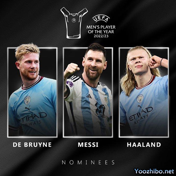 欧足联官方赛季最佳候选：梅西、哈兰德、德布劳内