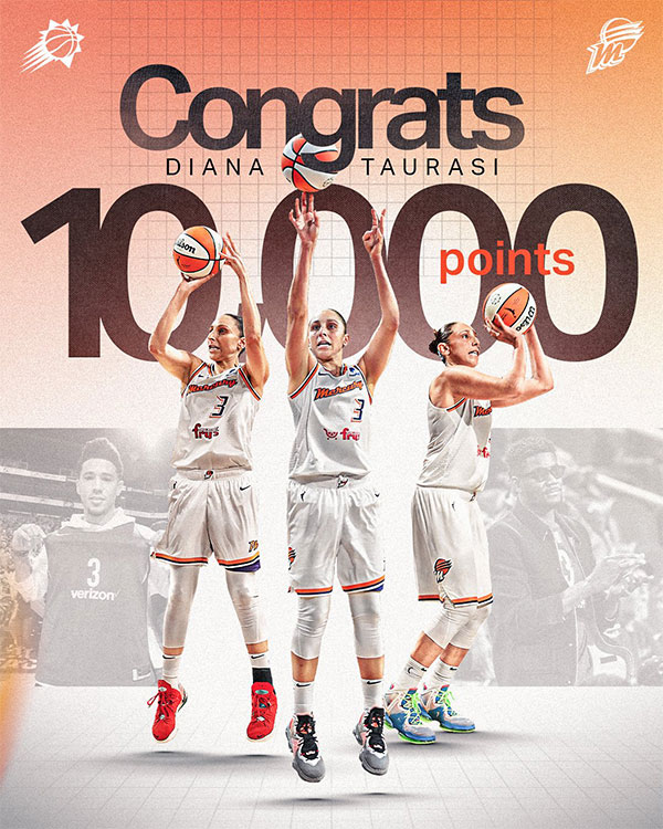 陶乐西10000分成WNBA历史第一人：美媒刷屏祝贺 太阳官方直呼GOAT