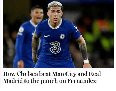 电讯报：切尔西冬窗先下手为强签下恩佐