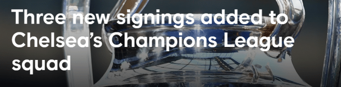 切尔西欧冠名单：恩佐、菲利克斯、穆德里克入选