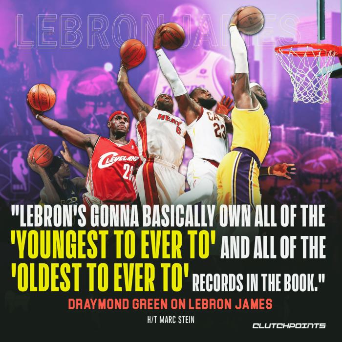 夸赞詹姆斯！勇士格林：詹皇将包揽史上所有最年轻和最年长历史纪录