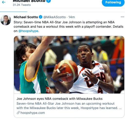 只有我没工作！乔约翰逊为雄鹿试训，尼克杨签约BIG3，林书豪无奈发推！