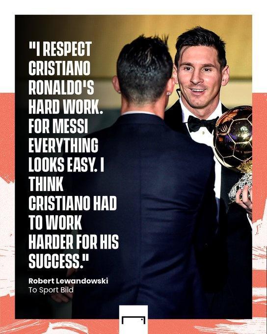 莱万：梅西让一切看上去都很简单，C罗更勤奋