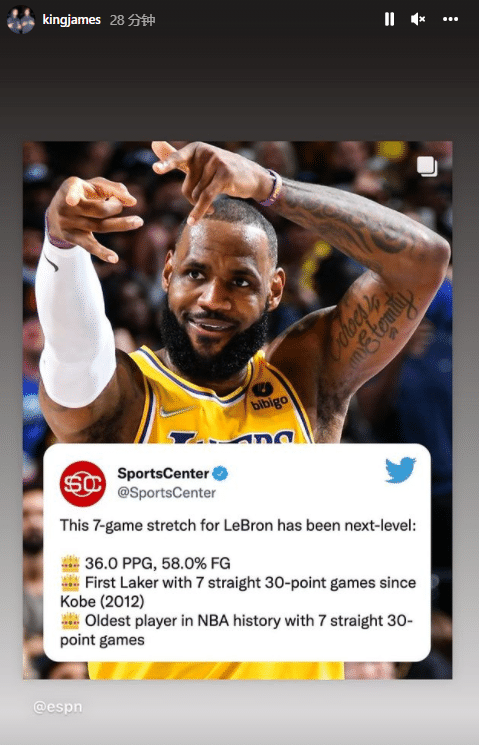 37岁老詹亲自转发三大纪录，又一神迹历史第一！帕金斯直呼历史最佳