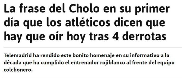 阿斯：联赛4连败后，马竞仍完全信任西蒙尼